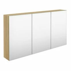 Hudson Reed 1350mm Natural Oak 3 Door Mirror Cabinet - QUA012