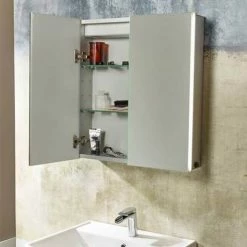Tavistock Sleek Double Door Cabinet with LED Lighting -Bathroom Mirrors Shop SL60AL D1 460