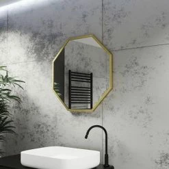 Arezzo Brushed Brass 600mm Octagon Mirror 4 Arezzo Brushed Brass 600mm Octagon Mirror -Bathroom Mirrors Shop VEN6OCBB D2 460