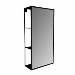 Venice Black 300 x 600mm Mirror with Open Shelves