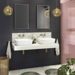 Venice Brushed Brass 400 x 700mm Rectangular Mirror -Bathroom Mirrors Shop VENR4070BRA d3 460