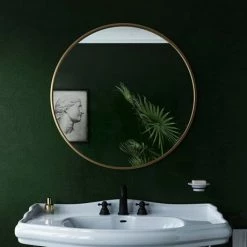 Venice Brushed Brass 800mm Round Mirror -Bathroom Mirrors Shop VENR60BRA D3 460 1