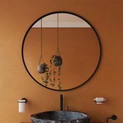 Venice Black 800mm Round Mirror -Bathroom Mirrors Shop VENR80BLK D1 460 1