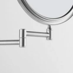 Venice Brushed Nickel 5x Magnifying Cosmetic Mirror with Curved Wall Plate -Bathroom Mirrors Shop VNCMCUBN D2 460