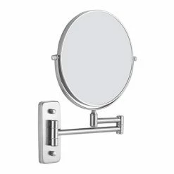 Venice Brushed Nickel 5x Magnifying Cosmetic Mirror with Square Wall Plate