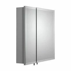 Croydex Wellington Double Door Bi-View White Steel Mirror Cabinet with FlexiFix - WC102122