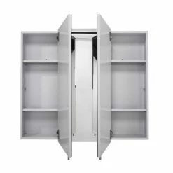 Croydex Westbourne Triple Door Tri-View White Steel Mirror Cabinet with FlexiFix - WC102322 -Bathroom Mirrors Shop WC102322 D2 460