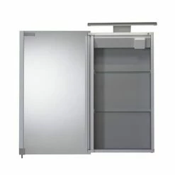 Croydex Jefferson Hang N Lock Single Door Illuminated Mirror Cabinet with Shaver Socket 700 x 400mm - WC147769E -Bathroom Mirrors Shop WC147769E ai1 460