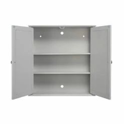 Croydex Ashby Grey Wooden Double Door Mirror Cabinet with FlexiFix - WC280031 -Bathroom Mirrors Shop WC280031 D3 460