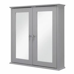 Croydex Ashby Grey Wooden Double Door Mirror Cabinet with FlexiFix - WC280031