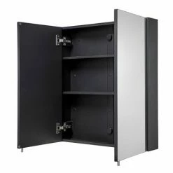 Croydex Dawley Matt Black 600mm Double Door Mirror Cabinet - WC930221 -Bathroom Mirrors Shop WC930221 D5 460