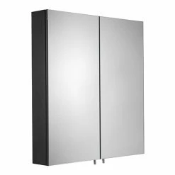 Croydex Dawley Matt Black 600mm Double Door Mirror Cabinet - WC930221