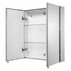 Croydex Finchley Stainless Steel Double Door Mirror Cabinet with FlexiFix - WC940205 -Bathroom Mirrors Shop WC940205 D3 460