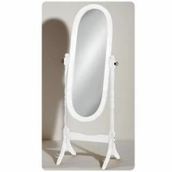 White Wooden Free Standing Full Length Cheval Mirror - 2400159